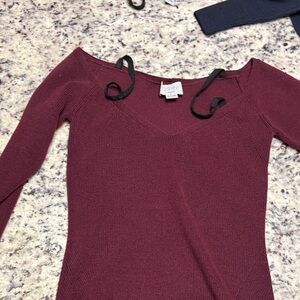 Jason Wu Deep Red Off-Shoulder Sweater